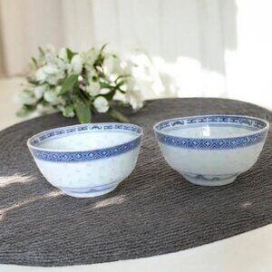 Ornate Antique Chinese Porcelain Rice Bowls